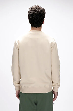 Windy Bej Crewneck Erkek Baskılı Sweatshirt