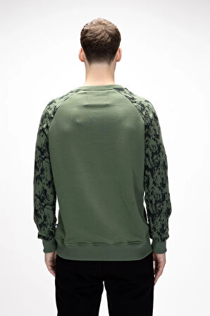Deep Soluk Yeşi̇l Crewneck Erkek Baskılı Sweatshirt
