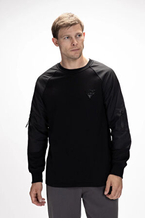 Hill Si̇yah Crewneck Erkek Sweatshirt