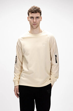 Hill Bej Crewneck Erkek Sweatshirt