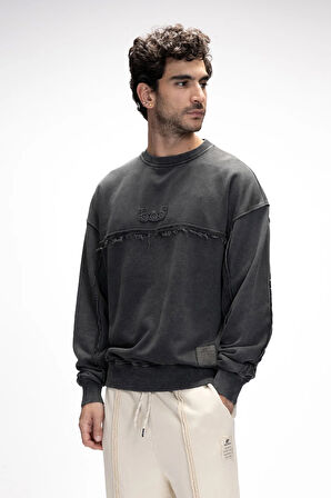 Vex Si̇yah Oversize Erkek Sweatshirt