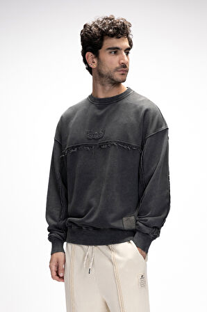 Vex Si̇yah Oversize Erkek Sweatshirt