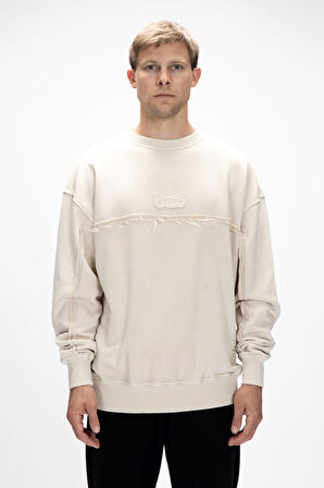 Vex Bej Oversize Erkek Sweatshirt