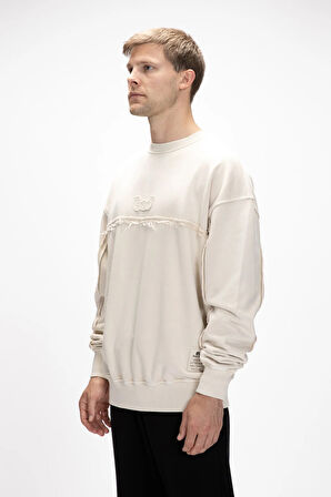 Vex Bej Oversize Erkek Sweatshirt