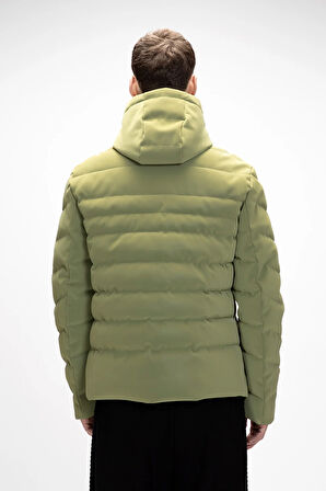 Barcelona Soluk Yeşi̇l Puffer Kapüşonlu Erkek Mont