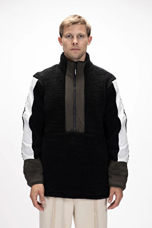 Bomb Si̇yah Yarım Fermuarlı Erkek Polar