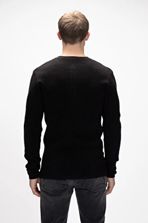 Moreno Siyah Bisiklet Yaka Erkek Triko Kazak