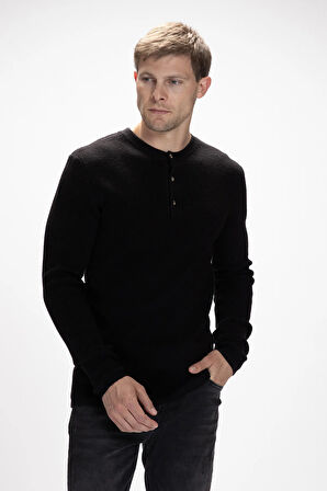 Moreno Siyah Bisiklet Yaka Erkek Triko Kazak