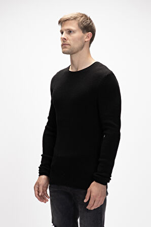 Tender Siyah Bisiklet Yaka Erkek Triko Kazak