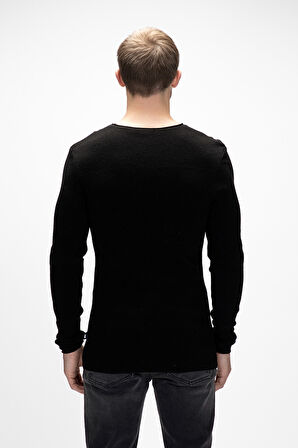 Tender Siyah Bisiklet Yaka Erkek Triko Kazak