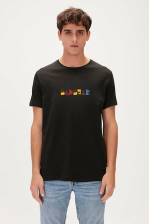 Retro Colors Siyah Erkek Baskılı Tişört