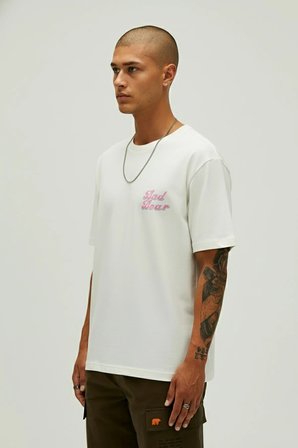 Bad Pink Beyaz Erkek Baskılı Tişört