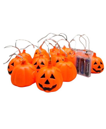 HALLOWEEN BALKABAĞI PİLLİ LED IŞIK 10 AMPÜL 195CM 