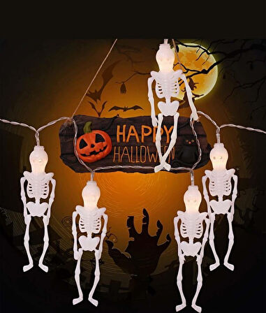 İSKELET PİLLİ LED IŞIK 10 AMPÜL 195CM AST6703 CADILAR BAYRAMI Halloween Parti Dekoru