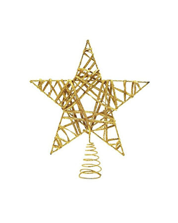 YILBAŞI AĞAÇ TEPELİĞİ ÇAM AĞACI TEL SİMLİ TEPE YILDIZI GOLD 26CM AST6890