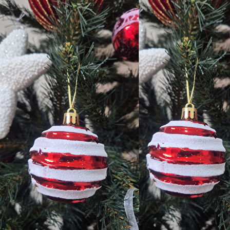 YILBAŞI TOPU 6CM KIRMIZI BEYAZ 6LI AST6938