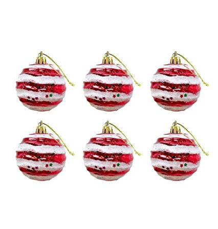 YILBAŞI TOPU 6CM KIRMIZI BEYAZ 6LI AST6938