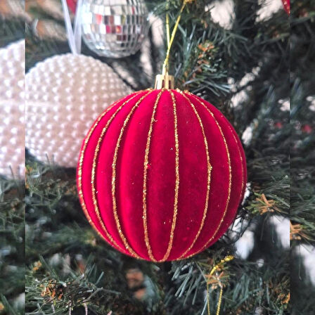 LÜKS YILBAŞI TOPU 10CM KADİFE 4LÜ BORDO AST6995