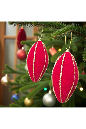 YILBAŞI DAMLA SÜS 12CM KADİFE SİM ŞERİTLİ 3LÜ AST7205