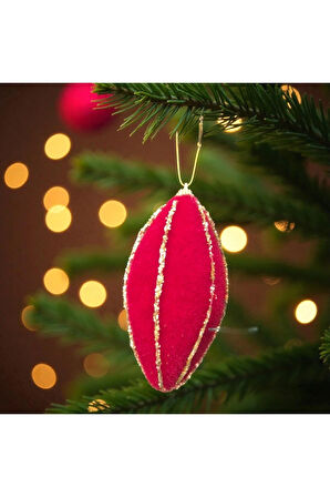 YILBAŞI DAMLA SÜS 12CM KADİFE SİM ŞERİTLİ 3LÜ AST7205