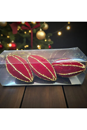 YILBAŞI DAMLA SÜS 12CM KADİFE SİM ŞERİTLİ 3LÜ AST7205