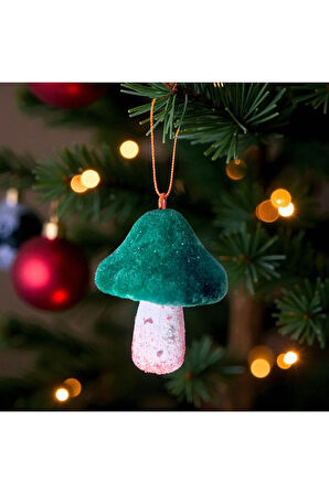 YILBAŞI MANTAR SÜS KADİFE 11CM YEŞİL BEYAZ 2 ADET AST7208