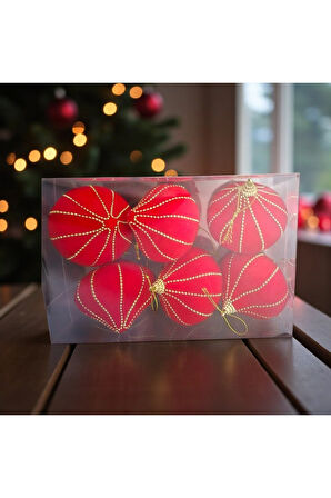 YILBAŞI DAMLA SÜS 8CM KADİFE 6LI ALTIN BONCUK ŞERİTLİ AST7263