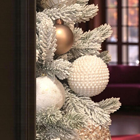 LÜKS YILBAŞI TOPU 8CM BEYAZ İNCİ TOP SÜS 3LÜ AST7269