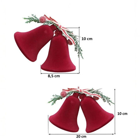 YILBAŞI KADİFE ÇAN BORDO 2LI 10x20CM AST7302