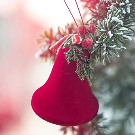 YILBAŞI KADİFE NOEL ÇANI BORDO 12CM AST7303