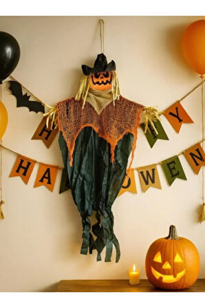DEKORATİF BALKABAĞI KORKULUK 95CM HALLOWEEN CADILAR BAYRAMI