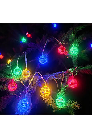 YILBAŞI LED IŞIK DİSKO TOPU RENKLİ 10 AMPÜL AST7489