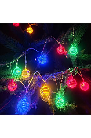 YILBAŞI LED IŞIK DİSKO TOPU RENKLİ 10 AMPÜL AST7489