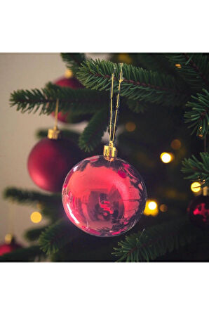 YILBAŞI TOPU 8 CM PARLAK BORDO 6LI AST7550