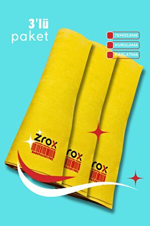 ZROX Mikrofiber Orijinal Güderi Bez 50x70 cm 3'lü Paket