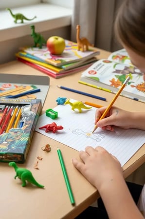 Bu-Bu Dinozor Temalı Kırtasiye Seti – Eksiksiz Okul Hazırlık Seti (Kalem, Silgi, Cetvel)