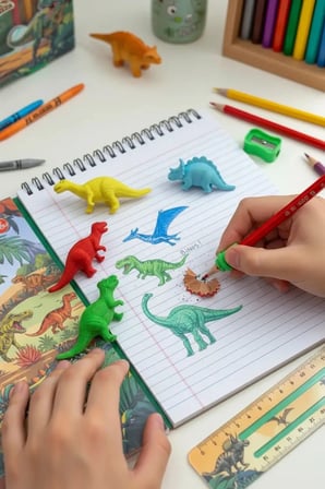 Bu-Bu Dinozor Temalı Kırtasiye Seti – Eksiksiz Okul Hazırlık Seti (Kalem, Silgi, Cetvel)