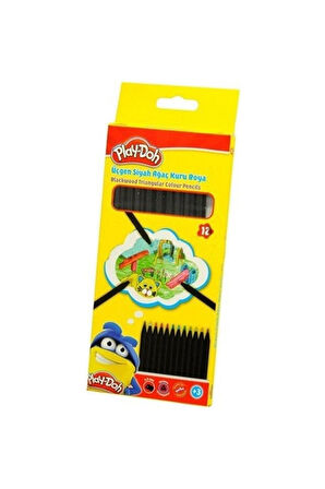 Play Doh 12 Renk Metalik Siyah Lata Üçgen Kuruboya PLAY-KU025