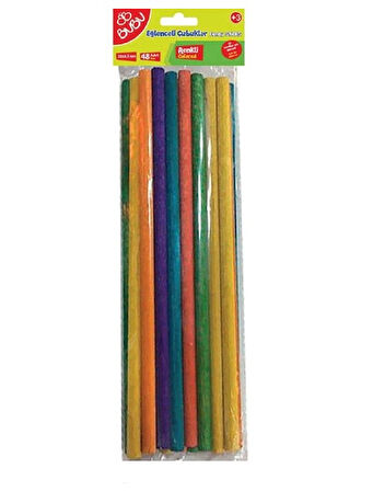 Bubu Eğlenceli Çubuklar 20X0,5Cm 24Lü Renkli Ahşap Çubuk - 2 paket