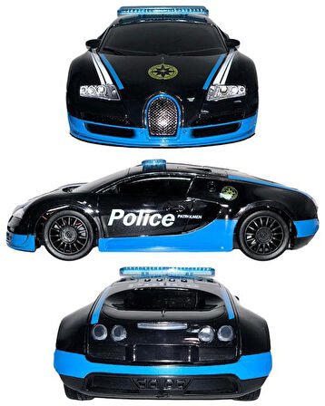 Ctoys Scaled Rc Model 27 Mhz Full Fonksiyonlu Uzaktan Kumandalı Işıklı Bugatti Veyron Polis Arabası 3689 A4