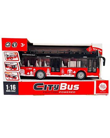 Ctoys Ses ve Işıklı Oyuncak Şehir Otobüsü A1119-13 Kımızı