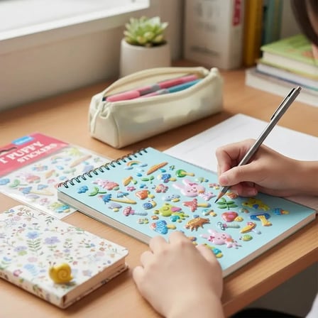 Bu-Bu Soft Puffy Stickers Çiçek-Tavşan – Doğal Temalı Yumuşak Kabartmalı Çıkartma Seti
