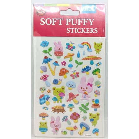Bu-Bu Soft Puffy Stickers Çiçek-Tavşan – Doğal Temalı Yumuşak Kabartmalı Çıkartma Seti
