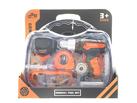 Ceren Ctoys Oyuncak Çantalı 16 Parça Pilli Vidalama ve Toz maskesi  İş Gözlüğü Tamir Ekipmanı  778-10