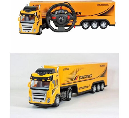 Uzaktan Kumandalı Sarı Tır ve Dorse – 1:36 Ölçek (Direksiyon Kumandalı Rc Truck)