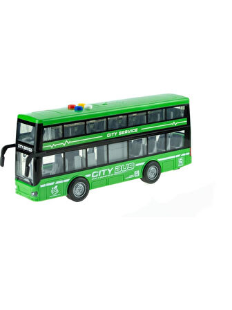 Ceren Ctoys Çift Katlı Sesli Işıklı Sürtmeli Otobüs RJ5504 YEŞİL