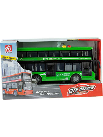 Ceren Ctoys Çift Katlı Sesli Işıklı Sürtmeli Otobüs RJ5504 YEŞİL