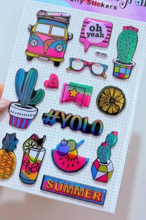 Bu-Bu Puffy Stickers Summer – Yaz Temalı Kabartmalı Eğlenceli Çıkartma Seti