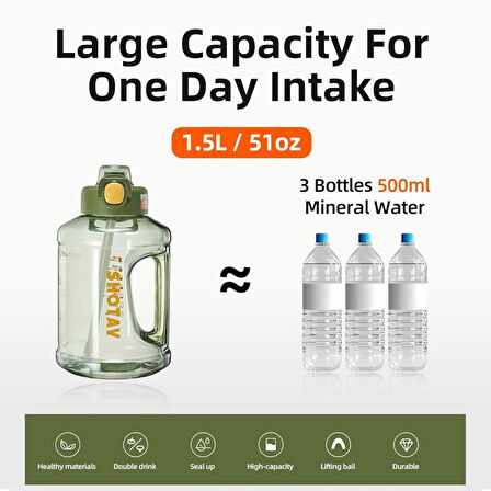 Shotay Carboy Su Matarası Tritan Yeşil 1500Ml