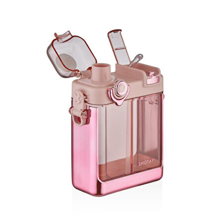 Shotay Su Matarası 2 Bölmeli Tritan Pembe 700Ml
